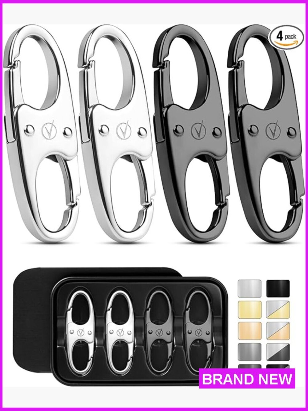 4 Set Anti Theft Zipper Clips for Backpack Luggage Purse Lock Travel Security